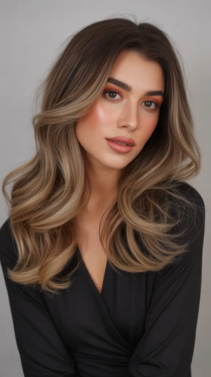 Cool and warm brown hair colors 2026 - Cool Mushroom Bronde Blowout