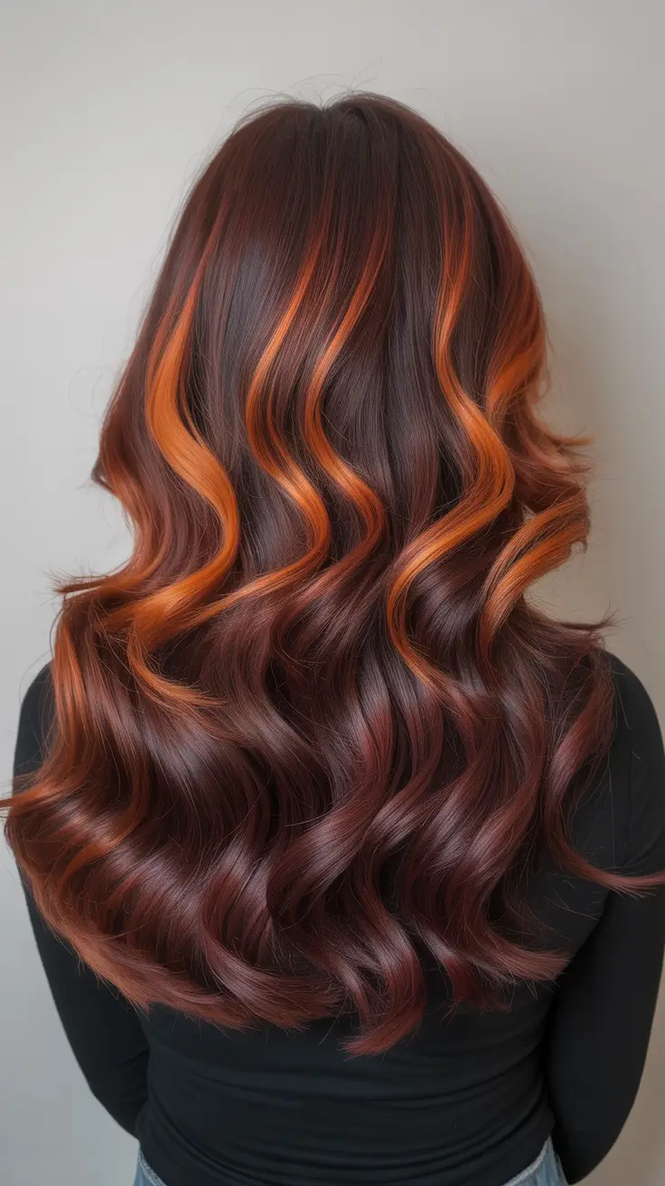 Cool and warm brown hair colors 2026 - Cherry Copper Spice with Bold Highlights