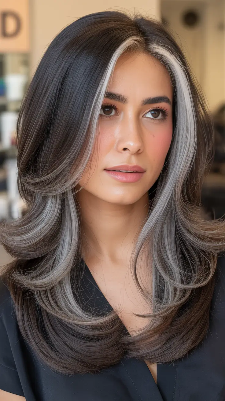 Cool and warm brown hair colors 2026 - Cool Ash Face-Framing Streaks