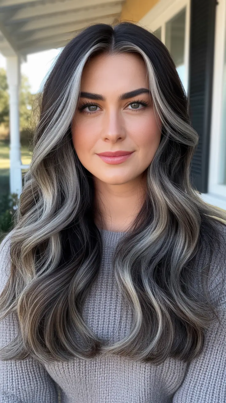 Cool and warm brown hair colors 2026 - Soft Honey Tea Ribbons on Dark Brown