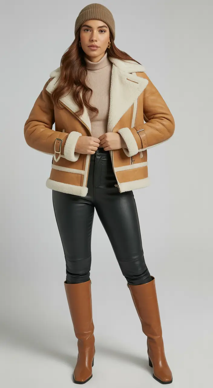 Winter Shearling and Leather December 2025 Trending Outfits Ideas