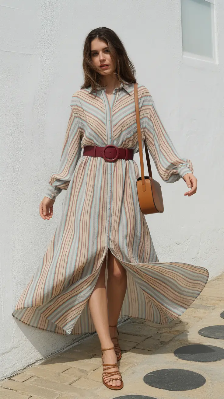 fashion outfits inspo for women 2026 Striped Shirt Dress For Easy Coastal Days