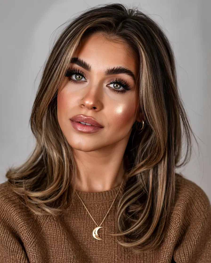Fresh hair color ideas 2026 – Soft Walnut Brown with Subtle Face-Framing Lights