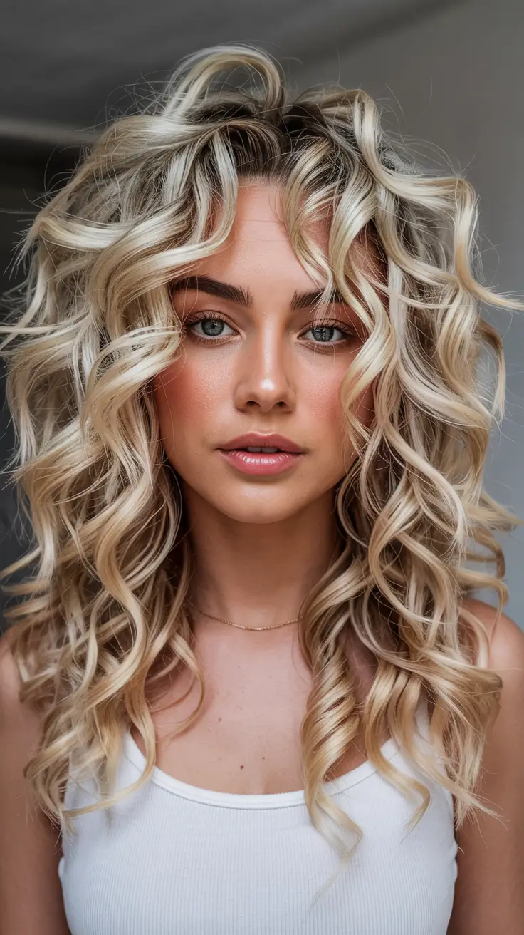 Fresh hair color ideas 2026 – Voluminous Pearl Blonde Curls