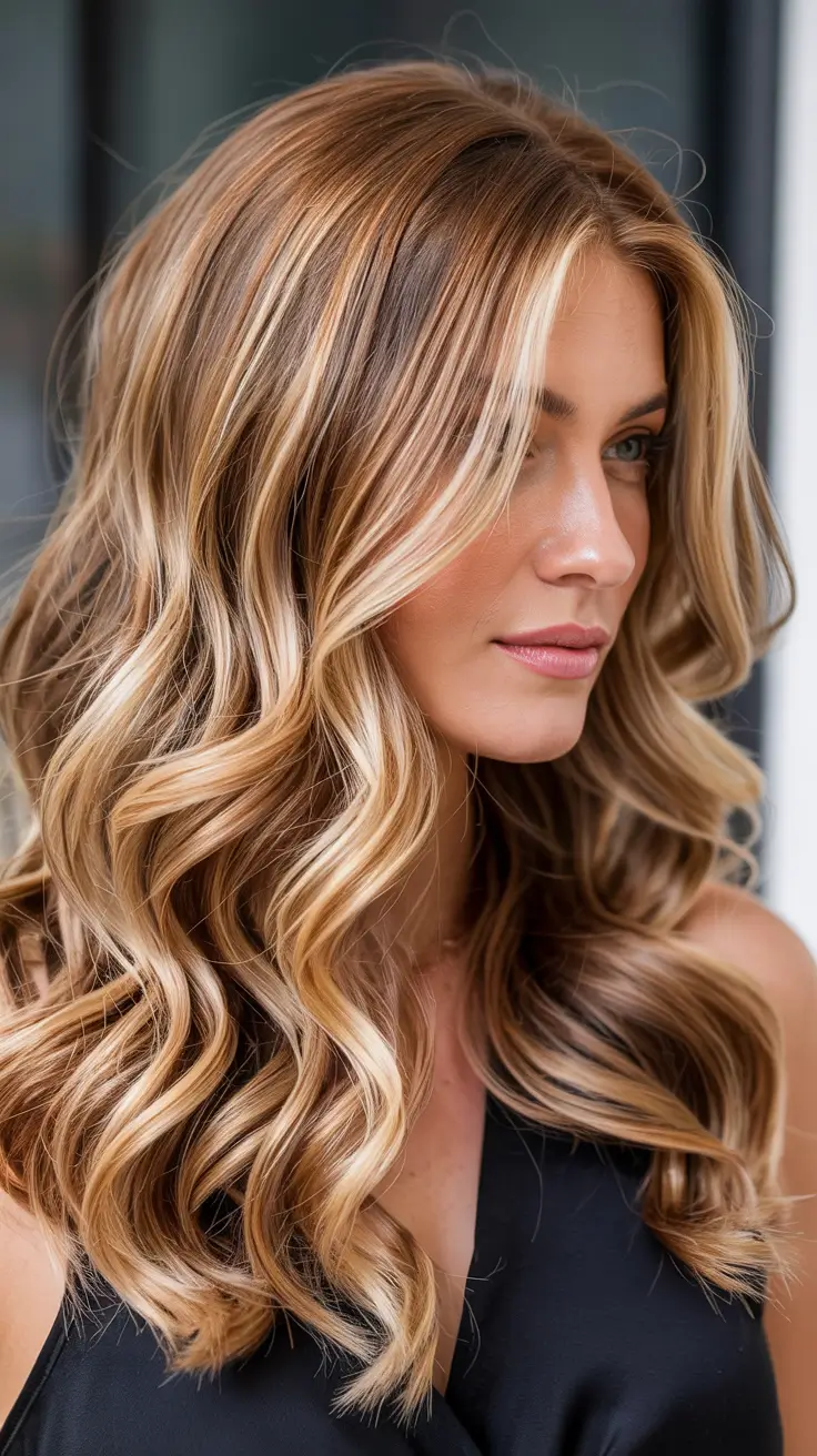 Fresh hair color ideas 2026 – Golden Ribbon Balayage for Soft Dimension