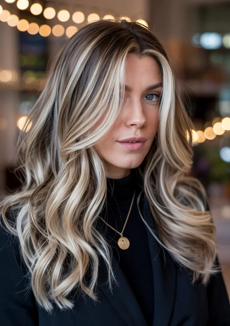 Fresh hair color ideas 2026 – Cool Champagne Blonde with Lived-In Root