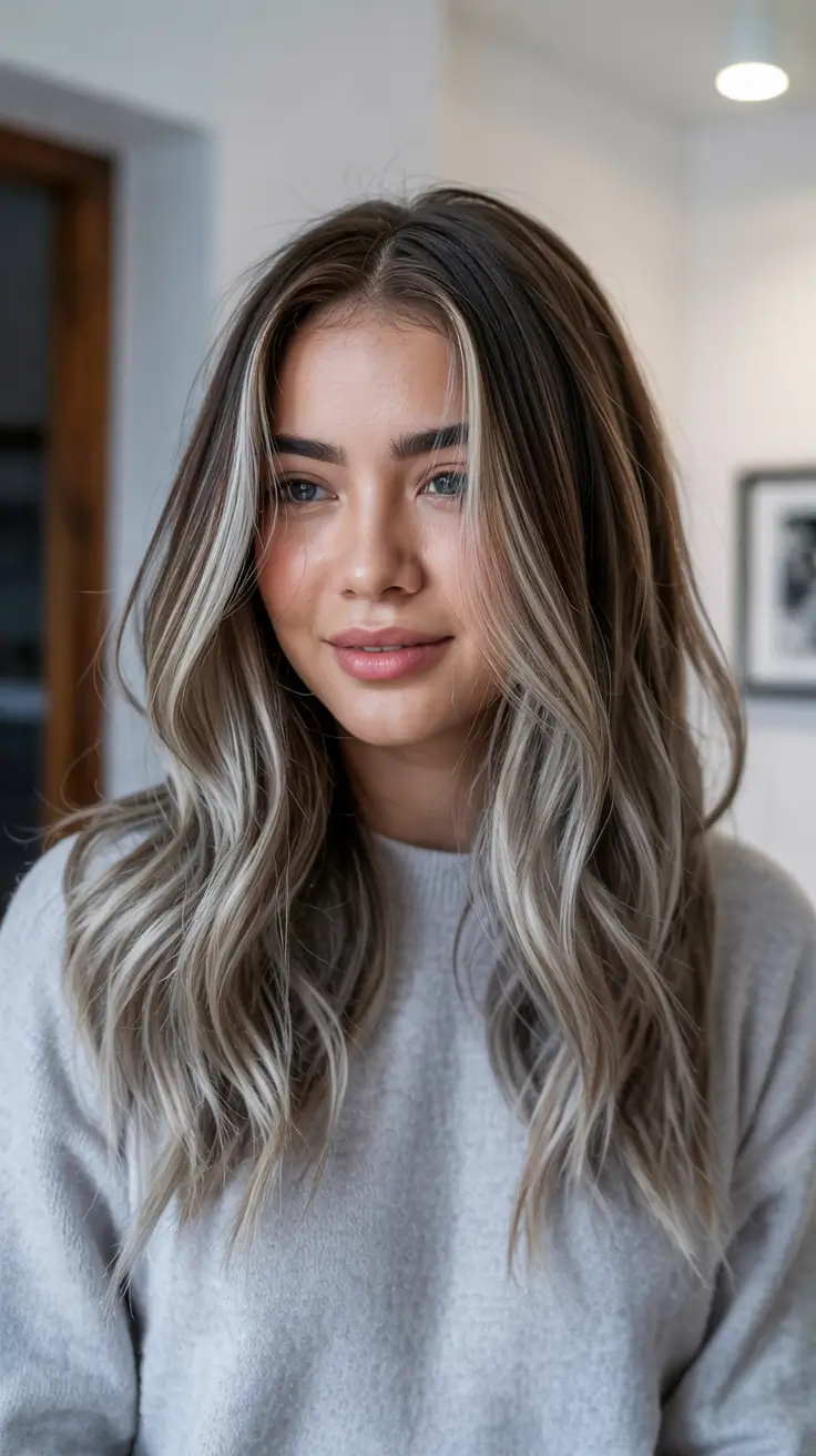 Fresh hair color ideas 2026 – Soft Mushroom Brown Melt with Milk Tea Ends
