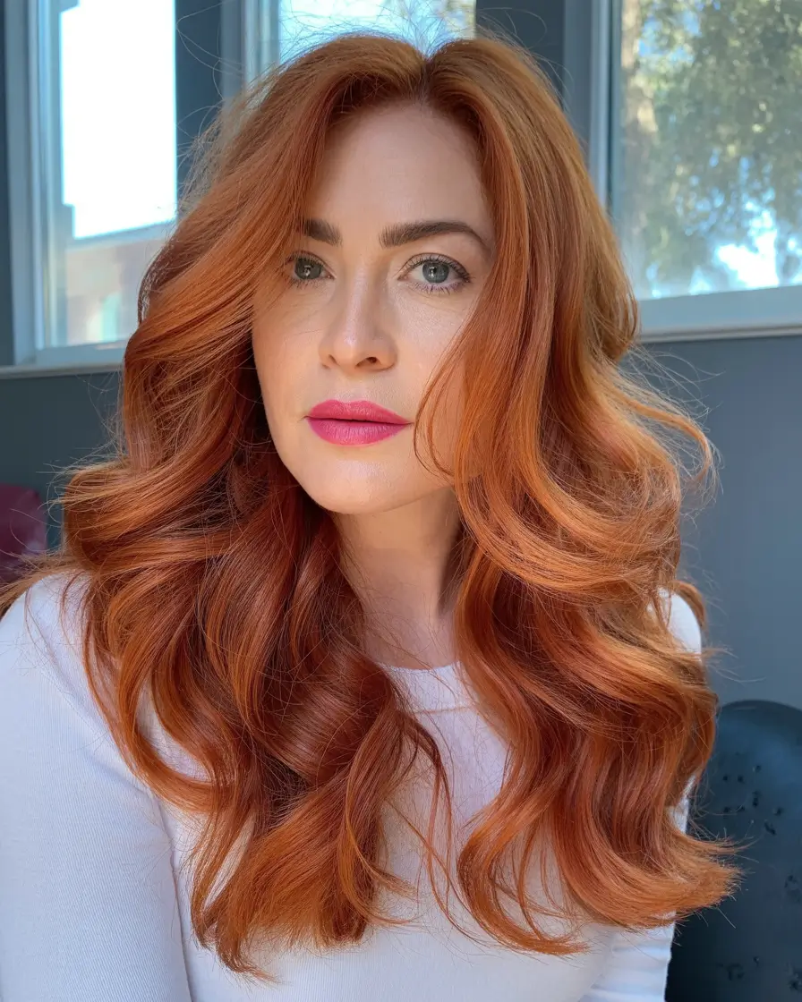 Hair color ideas to look younger 2026 - Radiant Copper Waves