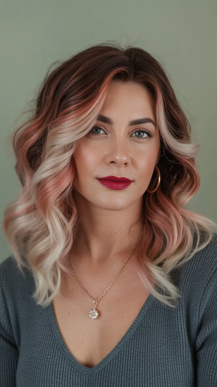 Hair color ideas to look younger 2026 - Rose Beige Contrast