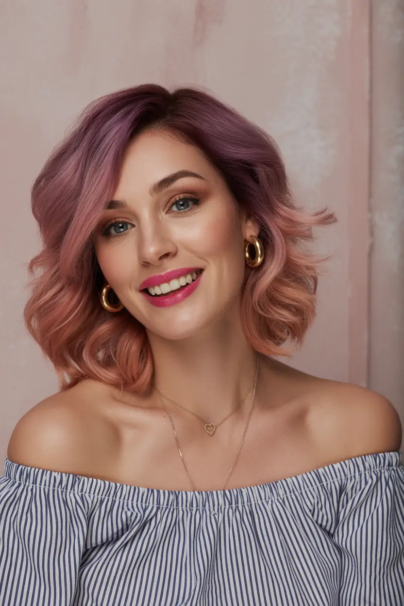 Hair color ideas to look younger 2026 - Pink Peach