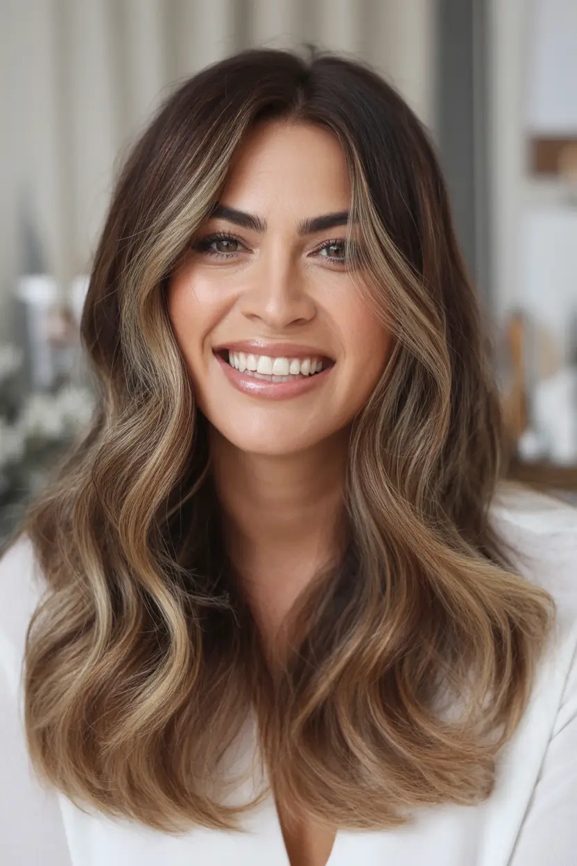 Hair color ideas to look younger 2026 - Warm Brunette Highlights