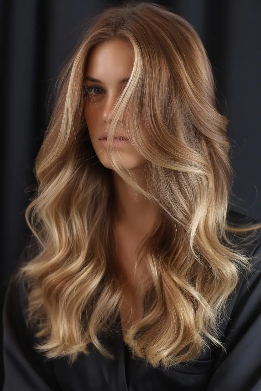 honey blonde hair color trends 2026 - Dimensional beach-bronde honey waves