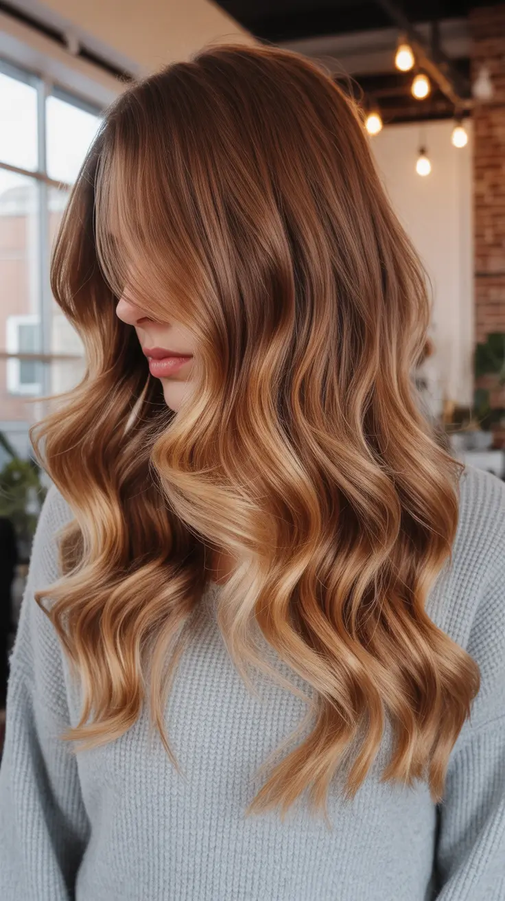 honey blonde hair color trends 2026 - Toasted caramel honey waves