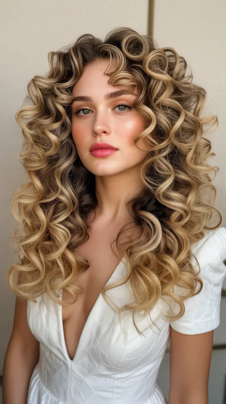 honey blonde hair color trends 2026 - High volume honey ringlets with bronde depth