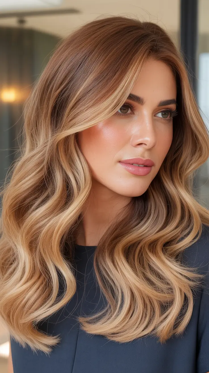 honey blonde hair color trends 2026 - Warm bronde honey with seamless ribbons