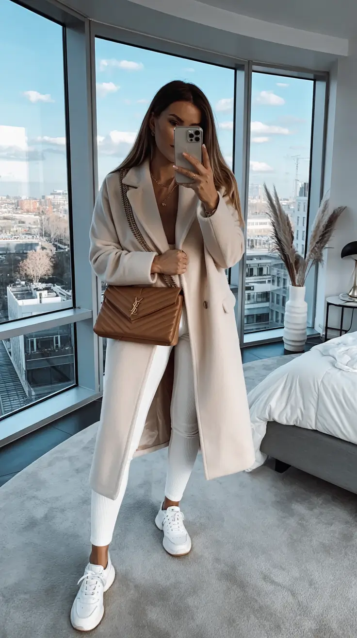 legging outfits fall - Winter White Layers For City Days