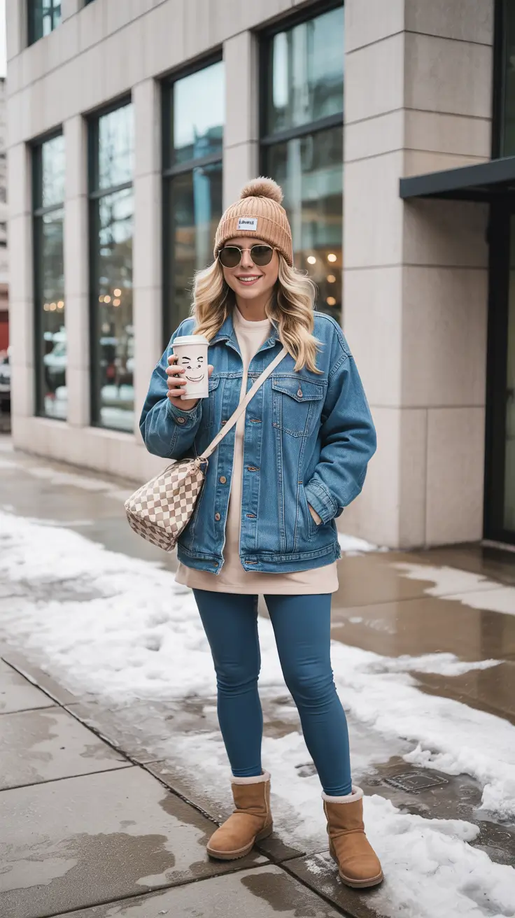 legging outfits fall - Winter-Ready Blue Leggings And Denim