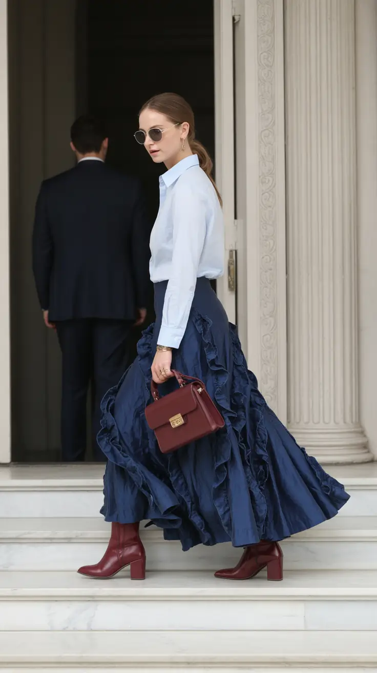 Modern outfits for women ideas 2026 - Romantic ruffles and structured shirting