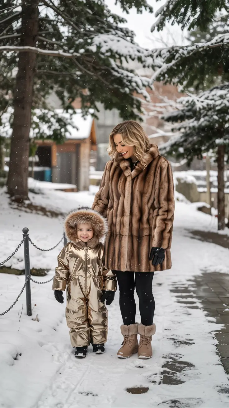 Mom outfit ideas 2026 - Fur-Trim Winter Glam for Snowy Days