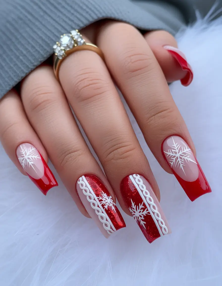 Red Christmas Nails 2025 Frosty Scarlet Dreams