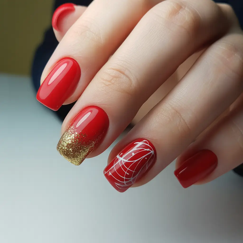 Red Christmas Nails 2025 Minimalist Scarlet Glow with a Hint of Sparkle