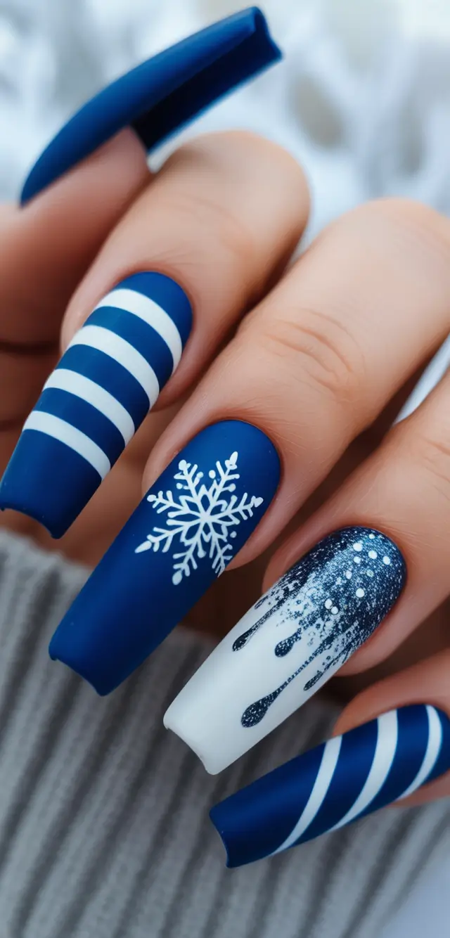 Simple Christmas Nails 2025 Blue Frost Fantasy