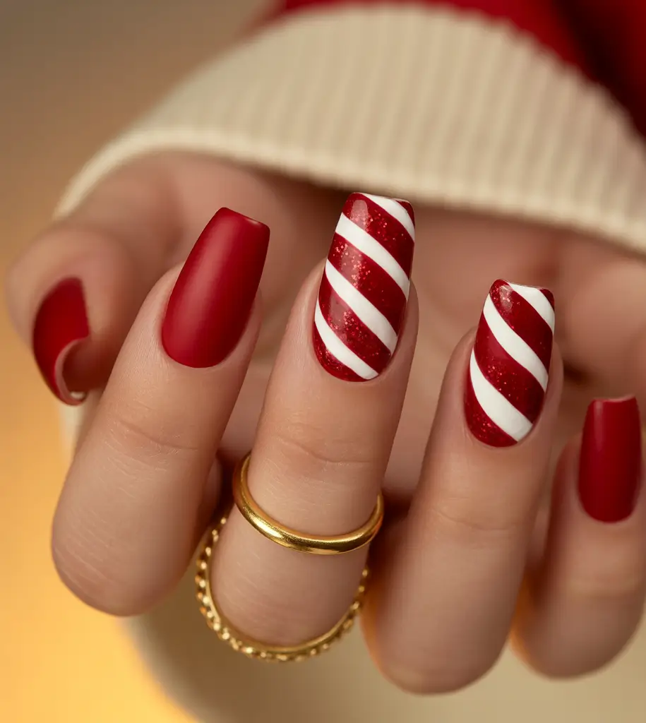 Simple Christmas Nails 2025 Candy Cane Classic