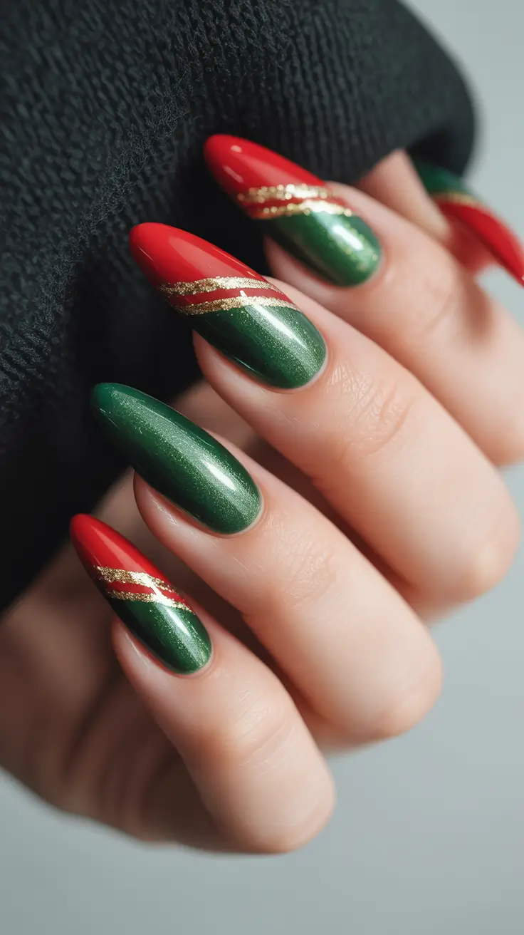 Simple Christmas Nails 2025 Velvet Ribbon Elegance