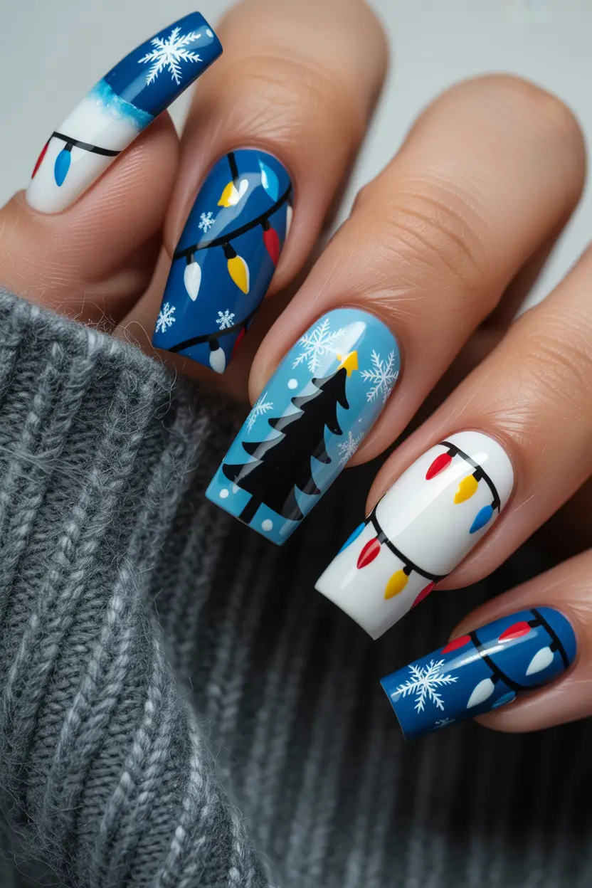 Simple Christmas Nails 2025 Winter Wonderland Mix