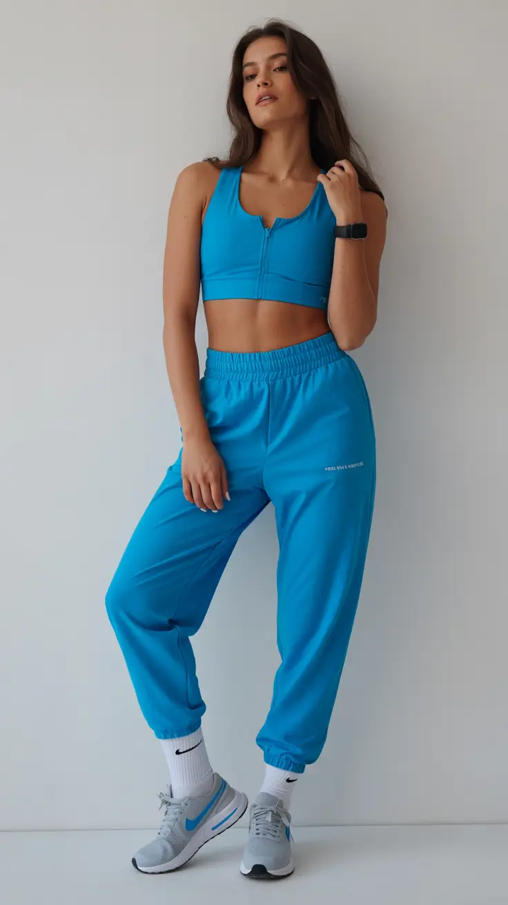 Stylish gym outfits 2026 - Electric Monochrome Jogger Moment