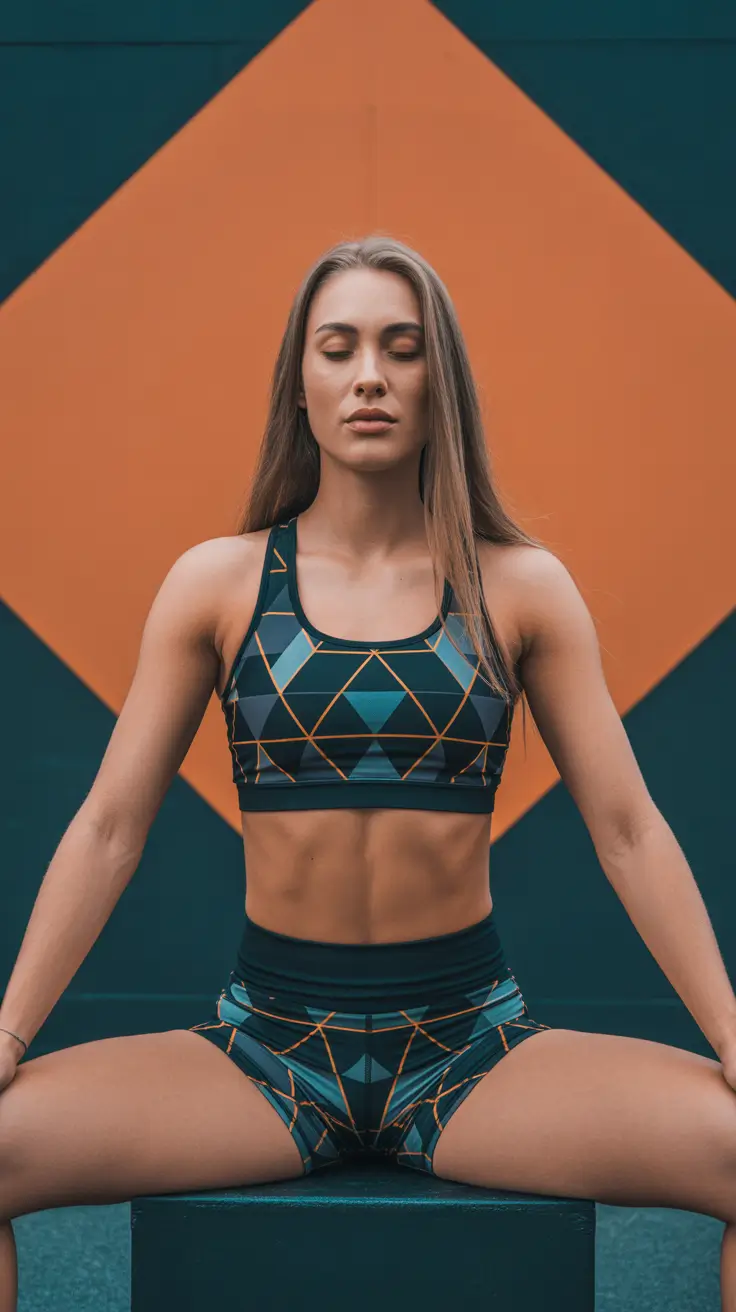 Stylish gym outfits 2026 - Geometric Coordinate Set With Micro-Shorts