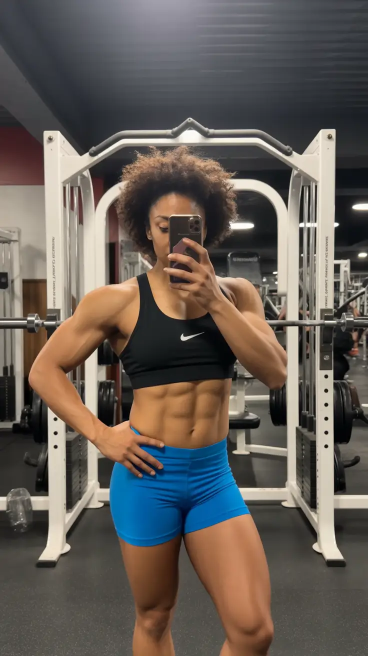 Stylish gym outfits 2026 - Minimalist Black Sports Bra With Electric Blue Shorts