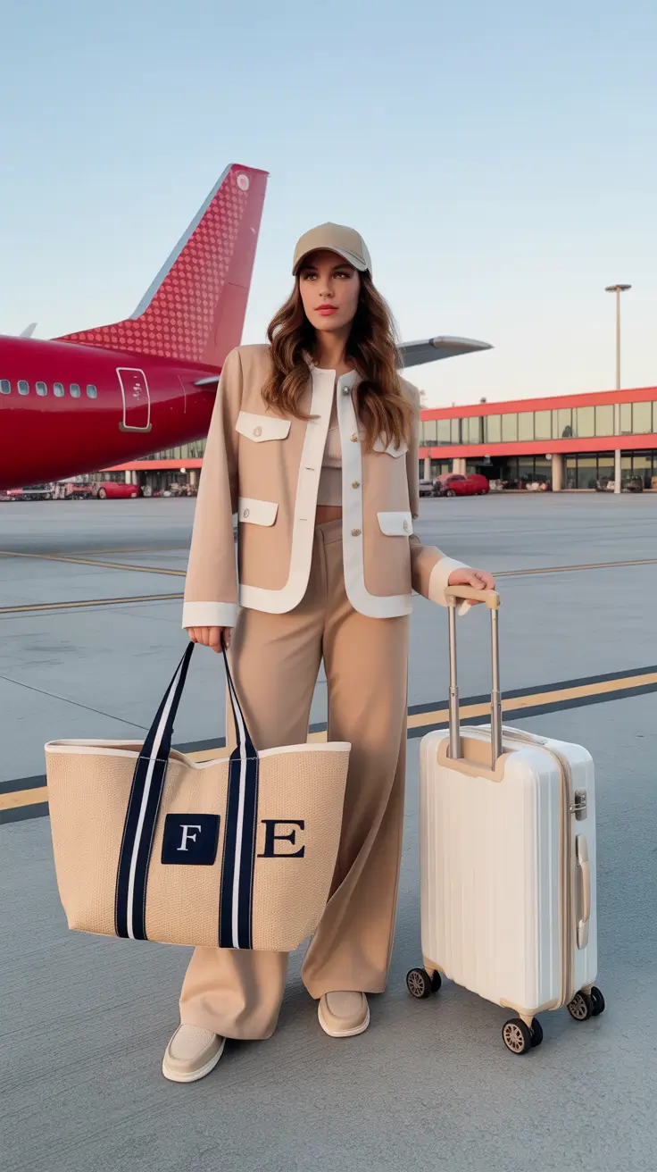 Travel outfit ideas 2026 Monochrome Travel Set for First-Class Energy