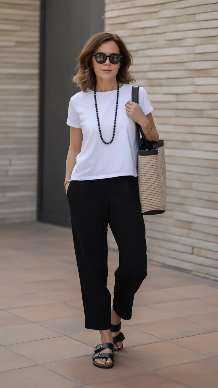 Trendy outfits for women over 40 in 2026 – Minimalist Black-and-White for Everyday Ease