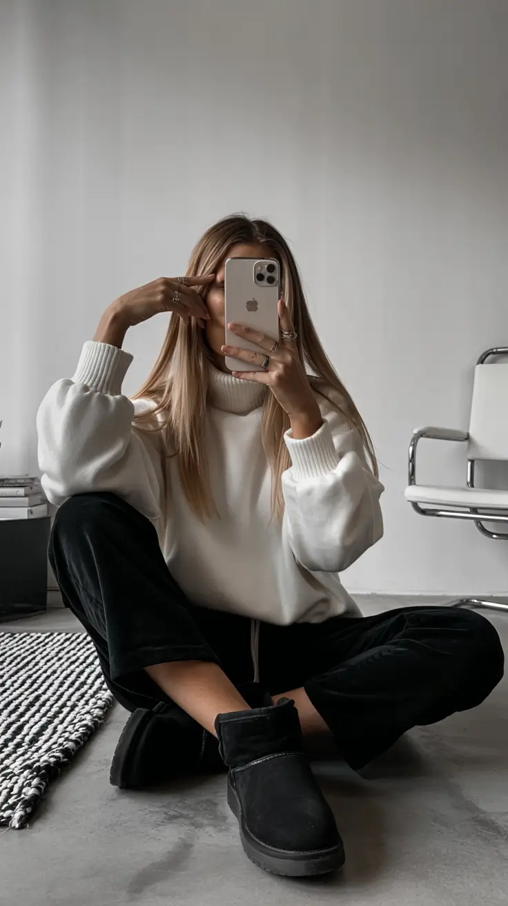Ugg outfit inspiration 2026 – Minimal Black and White with Low Uggs