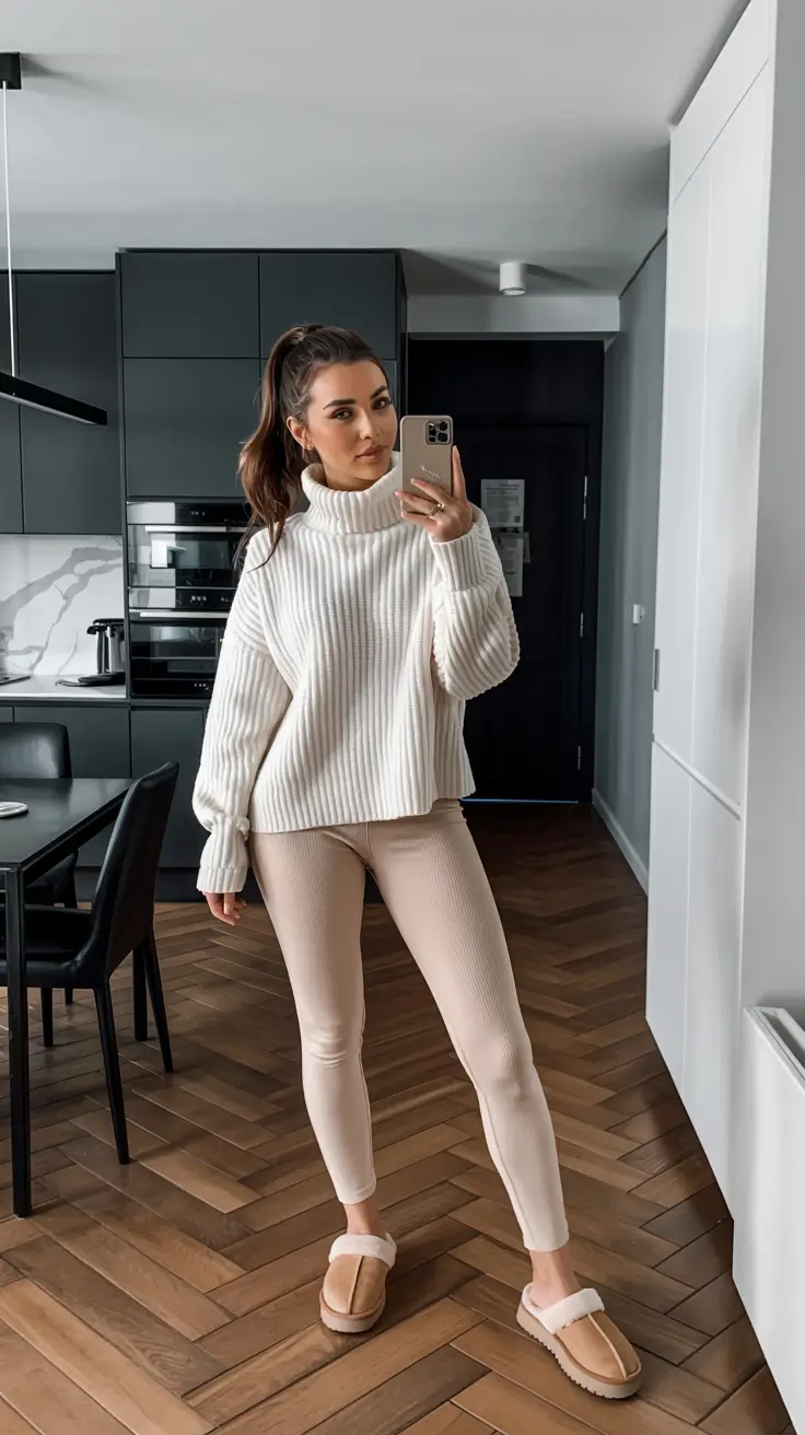 Ugg outfit inspiration 2026 – Soft Neutrals at Home with Beige Tazz-Inspired Uggs