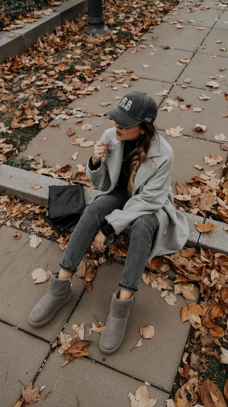 Ugg outfit inspiration 2026 – Monochrome Grey Layers with Street-Style Uggs