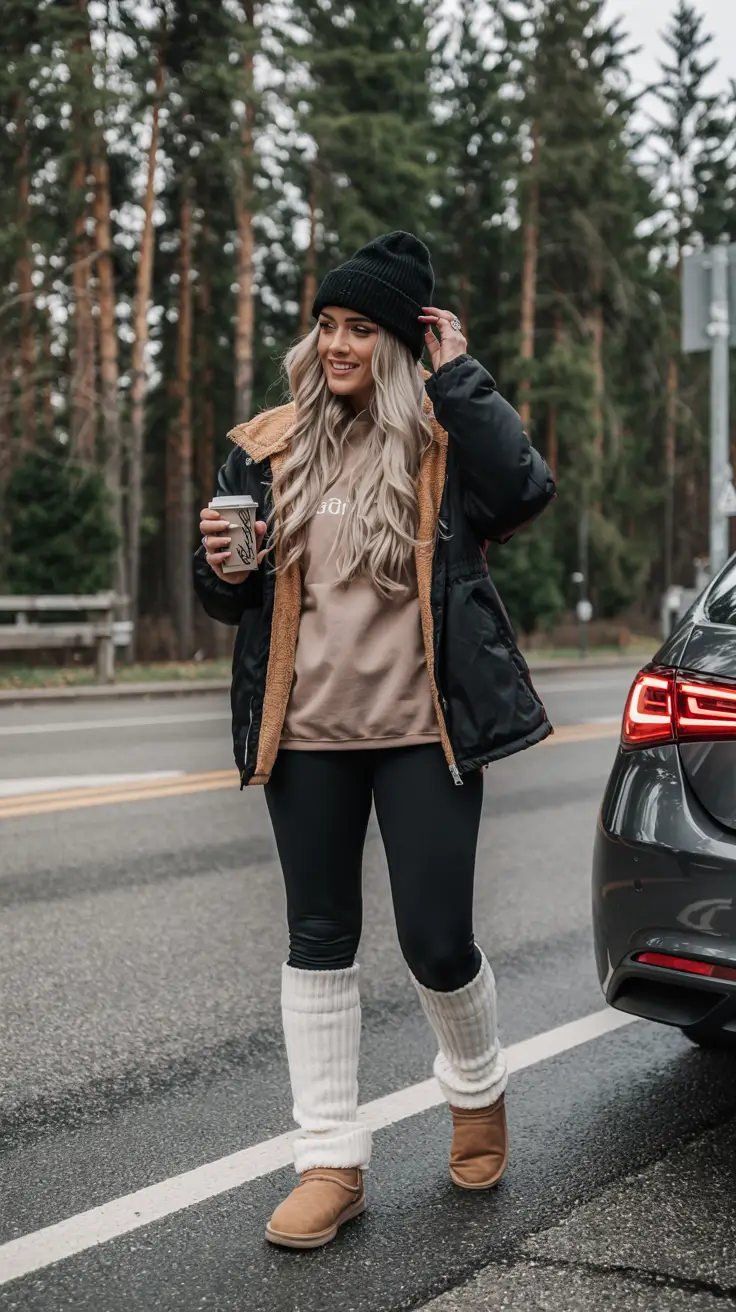 Ugg outfit inspiration 2026 – Leggings, Puffer Layers and Road-Trip Ugg Comfort