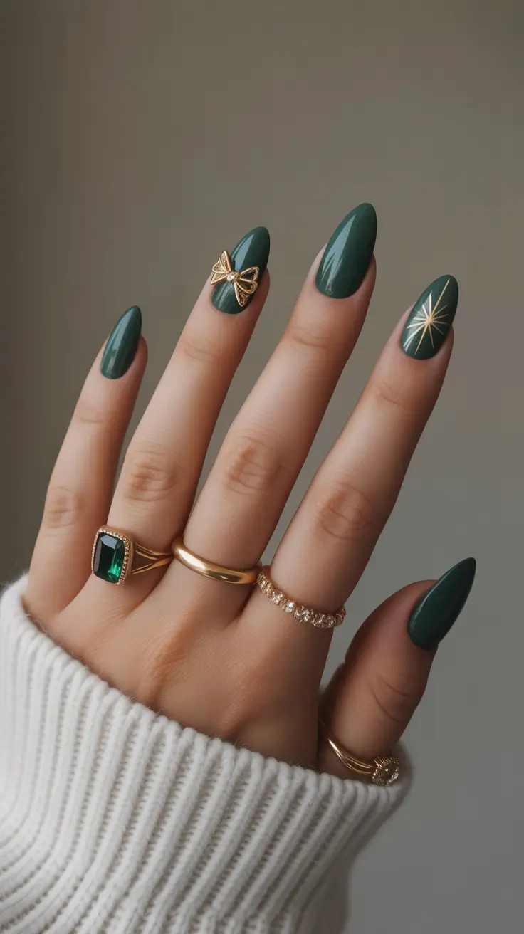 Emerald elegance winter nail color inspo