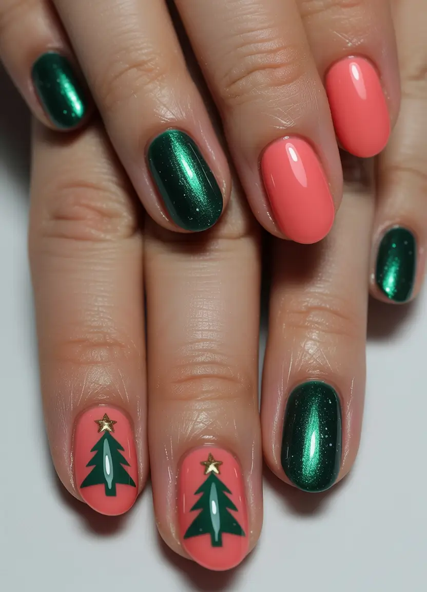 Retro christmas winter nail color inspo