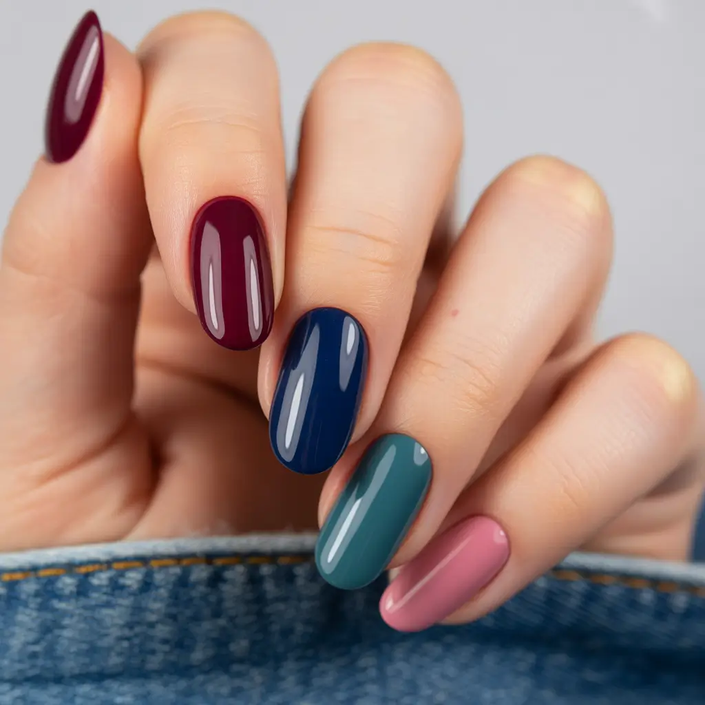 Muted color harmony winter nail color inspo