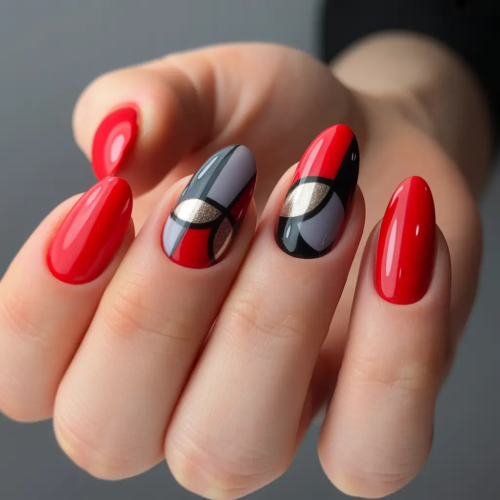 Modern art winter nail color inspo