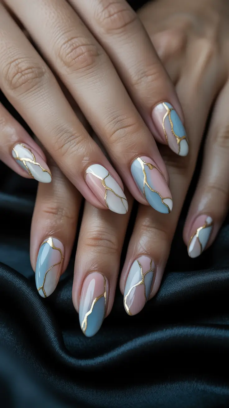 Frosted porcelain winter nail color inspo