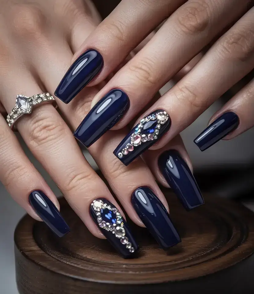 Royal midnight winter nail color inspo