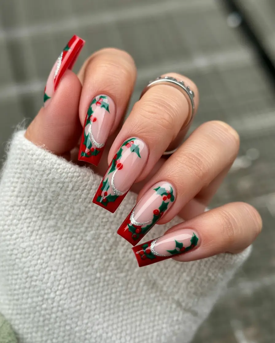 Holly berry winter nail color inspo
