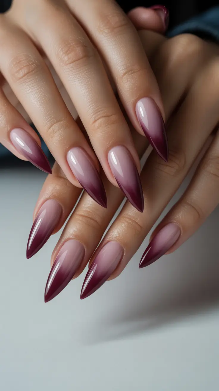 Burgundy melt winter nail color inspo