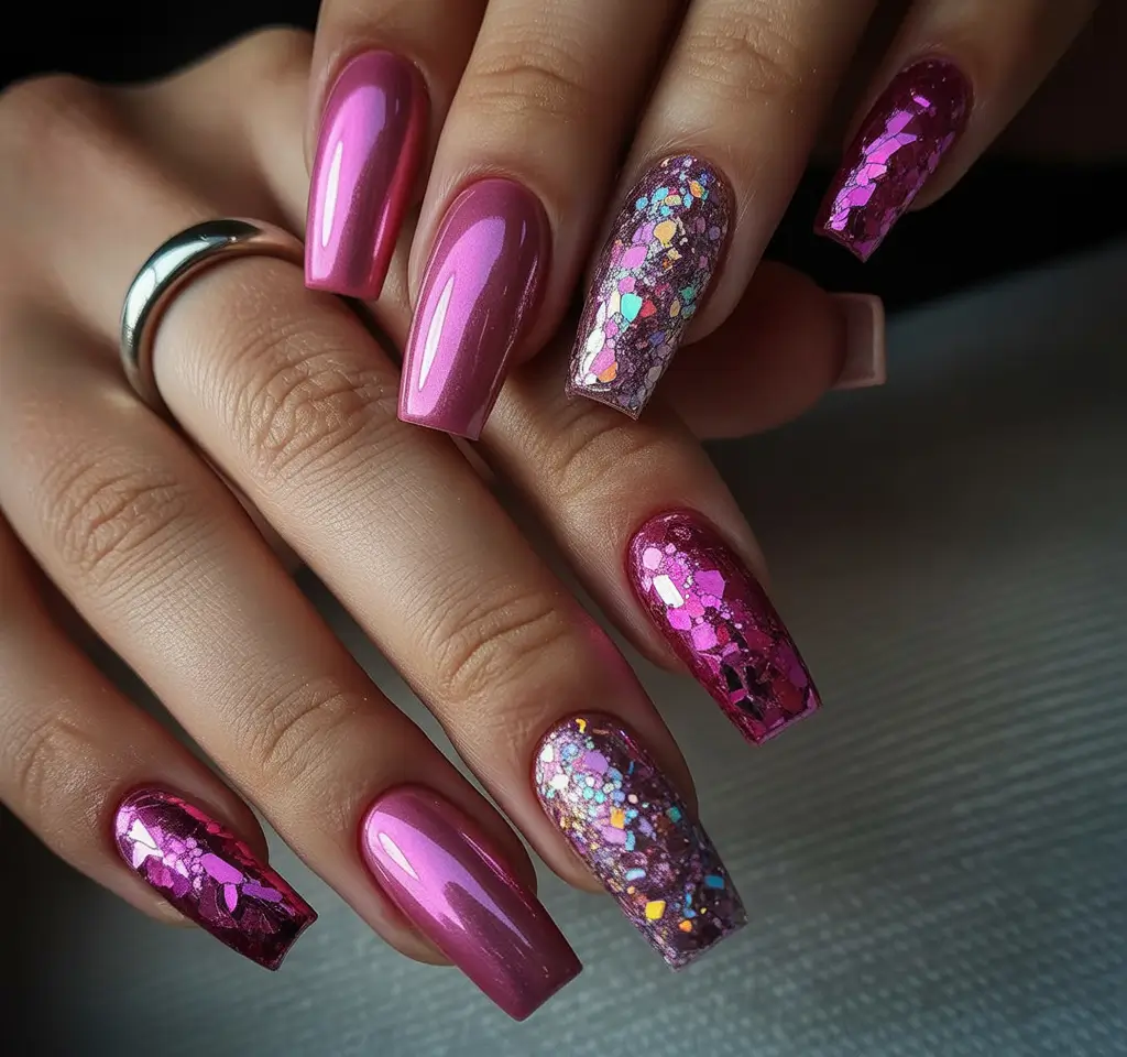 Fuchsia frost winter nail color inspo