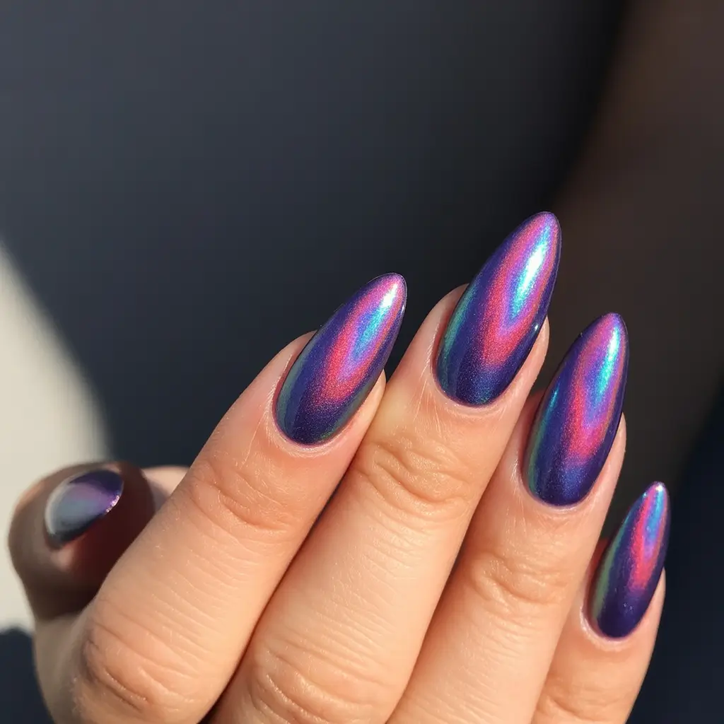 Holographic twilight winter nail color inspo