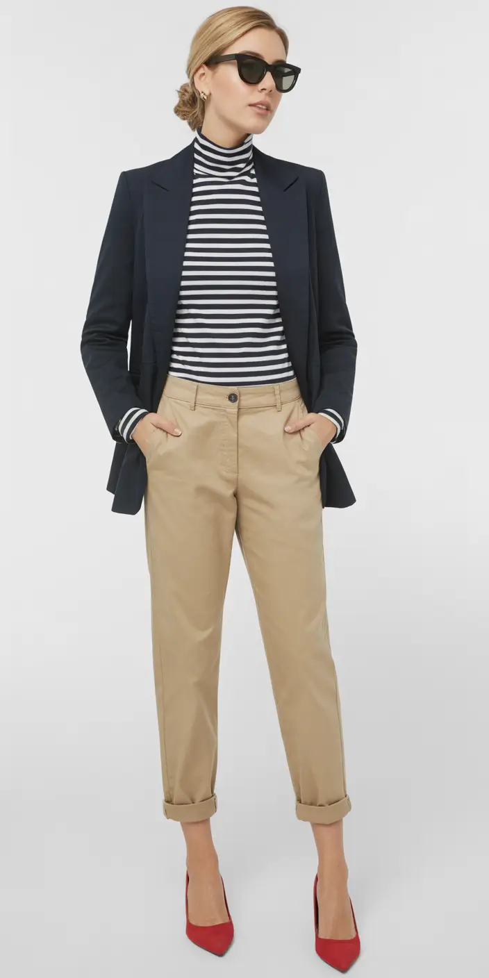 Women business casual outfits for work 2026 French Stripe