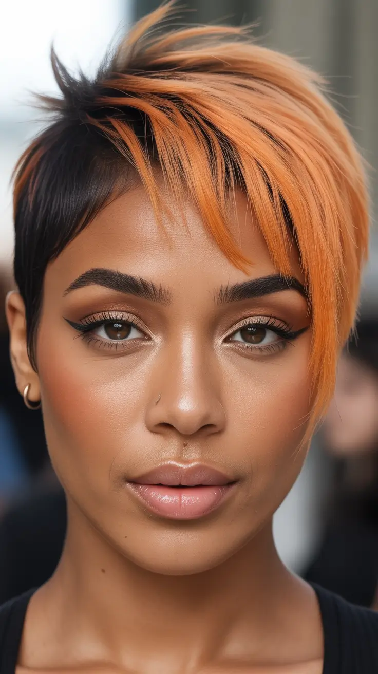 asymmetrical pixie haircut ideas 2026 Fiery Asymmetrical Pixie With Textured Movement